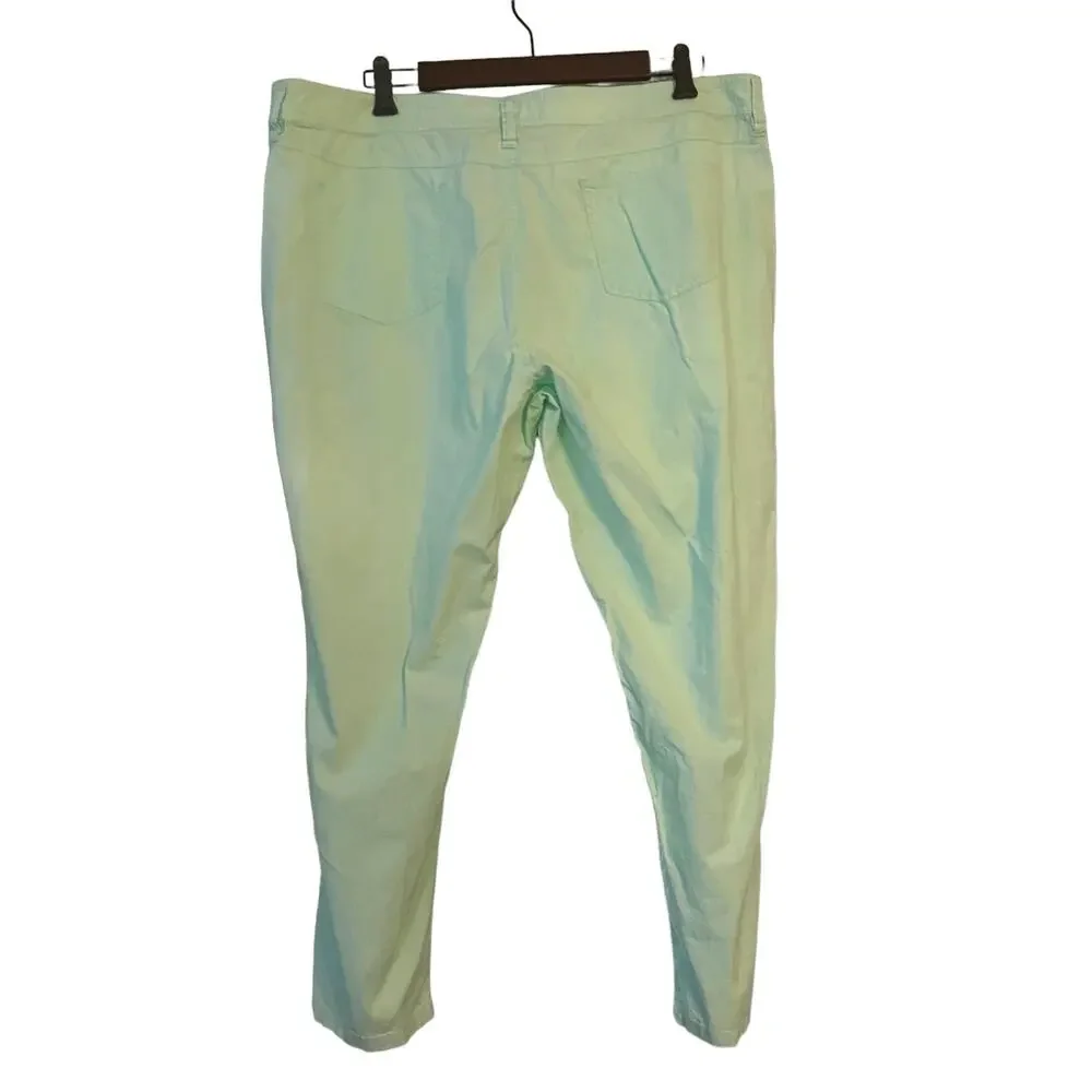 Garnet Hill Green Summer Pants 100% Cotton Preppy Golf Womans 12